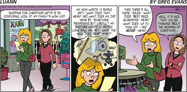Luann on Sunday December 18, 2011 Comic Strip