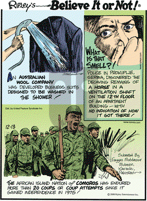 Ripley's Believe It or Not on Saturday December 13, 2008 Comic Strip