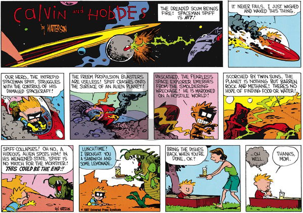Calvin and Hobbes on Sunday July 5, 1987 Comic Strip