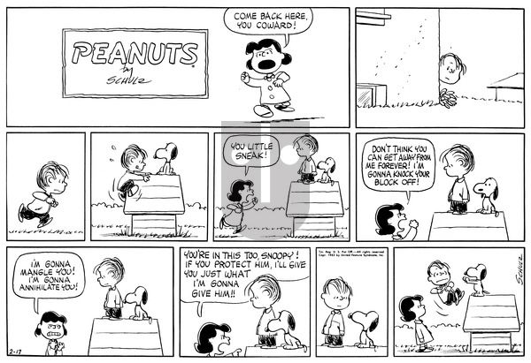 Peanuts on Sunday February 17, 1963 Comic Strip