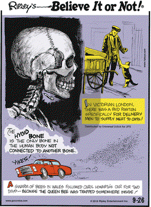 Ripley's Believe It or Not - Monday September 26, 2016 Comic Strip