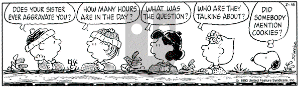 Peanuts on Tuesday February 16, 1993 Comic Strip