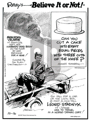 Ripley's Believe It or Not on Tuesday October 16, 2007 Comic Strip