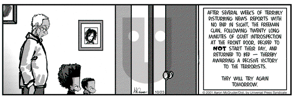 The Boondocks on Tuesday October 23, 2001 Comic Strip