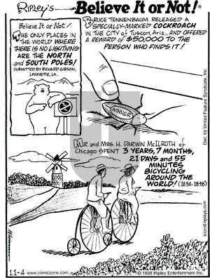 Ripley's Believe It or Not on Wednesday November 4, 1998 Comic Strip