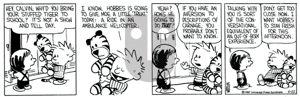 Calvin and Hobbes on Thursday October 22, 1987 Comic Strip