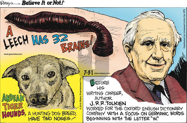 Ripley's Believe It or Not on Sunday July 31, 2016 Comic Strip