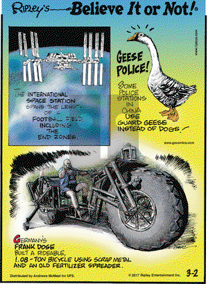 Ripley's Believe It or Not on Thursday March 2, 2017 Comic Strip