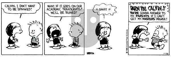 Calvin and Hobbes - Thursday January 16, 1986 Comic Strip