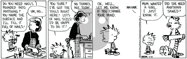 Calvin and Hobbes on Wednesday December 30, 1992 Comic Strip