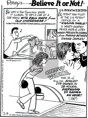 Ripley's Believe It or Not on Thursday November 5, 1998 Comic Strip