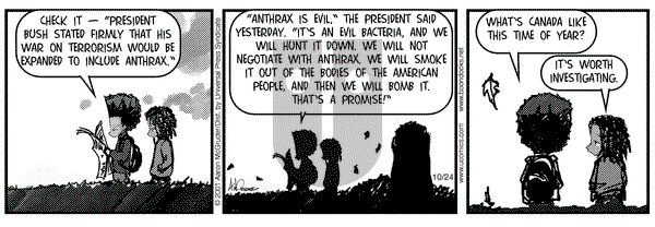 The Boondocks on Wednesday October 24, 2001 Comic Strip