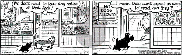 Fred Basset on Saturday March 30, 2002 Comic Strip