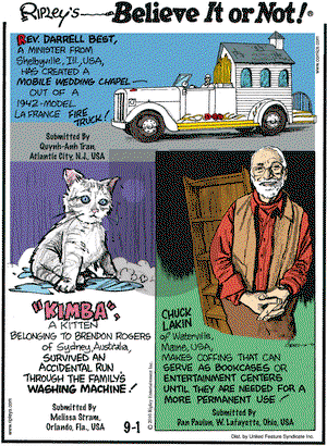 Ripley's Believe It or Not on Wednesday September 1, 2010 Comic Strip