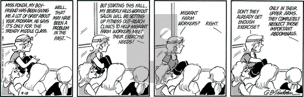 Doonesbury on Saturday September 18, 1982 Comic Strip