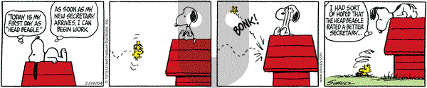 Peanuts on Thursday February 19, 2004 Comic Strip