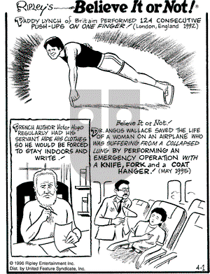 Ripley's Believe It or Not on Monday April 1, 1996 Comic Strip