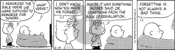 Peanuts - Friday June 18, 1999 Comic Strip
