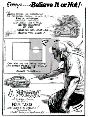 Ripley's Believe It or Not on Friday October 19, 2007 Comic Strip
