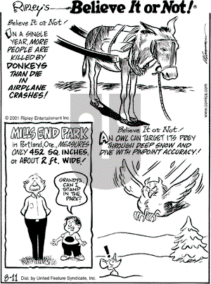 Ripley's Believe It or Not on Saturday August 11, 2001 Comic Strip