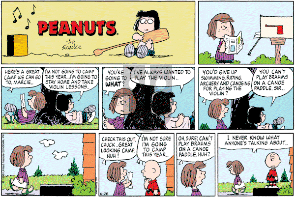 Peanuts - Sunday June 28, 1998 Comic Strip