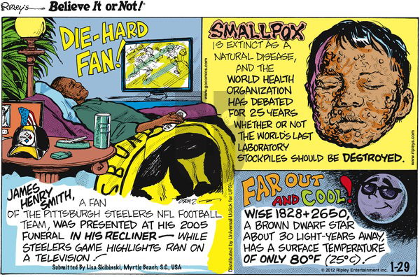 Ripley's Believe It or Not on Sunday January 29, 2012 Comic Strip