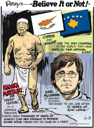 Ripley's Believe It or Not on Tuesday June 9, 2009 Comic Strip