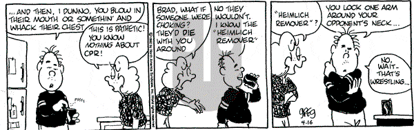 Luann on Thursday April 16, 1992 Comic Strip