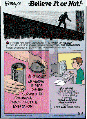Ripley's Believe It or Not on Thursday September 6, 2018 Comic Strip