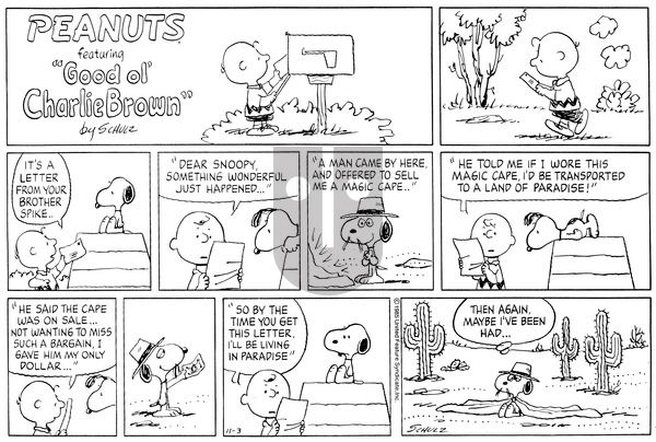Peanuts on Sunday November 3, 1985 Comic Strip