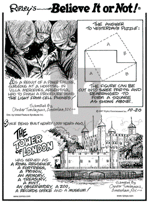 Ripley's Believe It or Not on Saturday October 20, 2007 Comic Strip