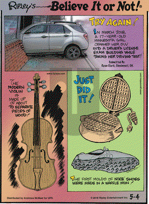Ripley's Believe It or Not on Friday May 4, 2018 Comic Strip