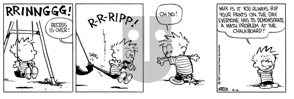 Calvin and Hobbes on Monday April 6, 1987 Comic Strip