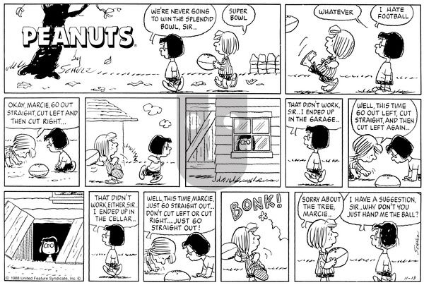 Peanuts on Sunday November 13, 1988 Comic Strip