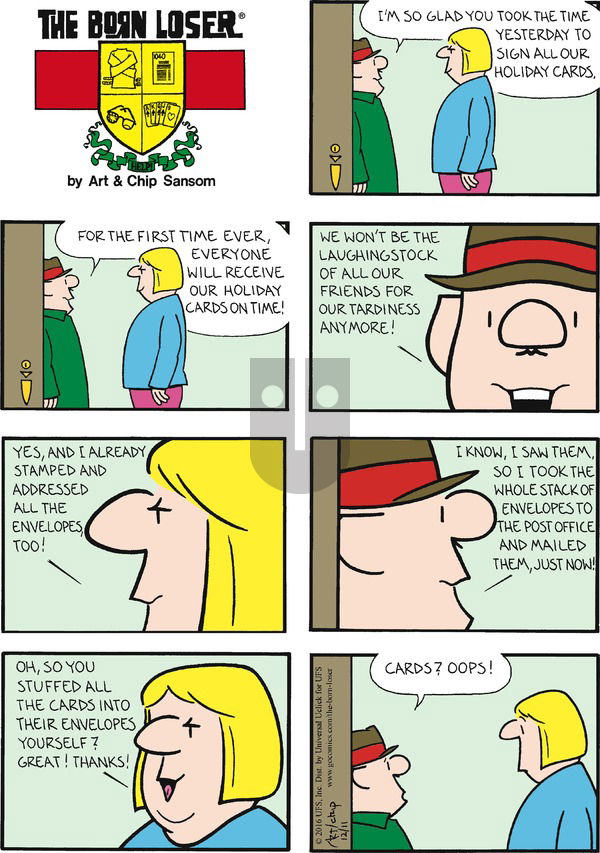 The Born Loser on Sunday December 11, 2016 Comic Strip