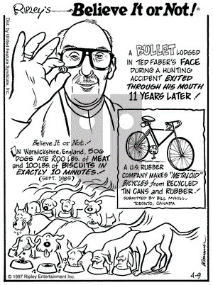 Ripley's Believe It or Not on Wednesday April 9, 1997 Comic Strip