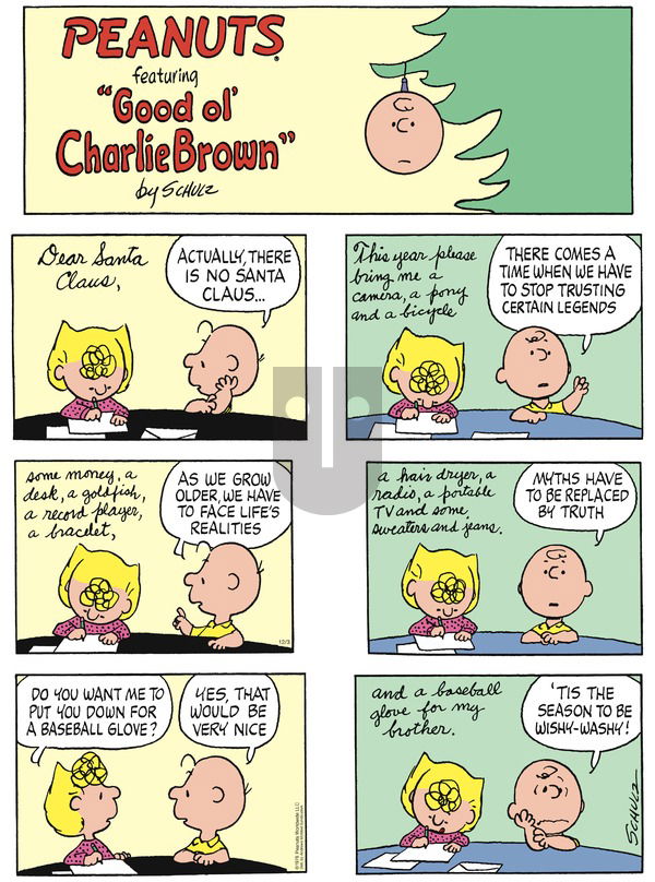 Peanuts - Sunday December 3, 2023 Comic Strip