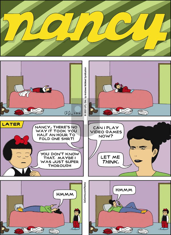 Nancy on Sunday March 21, 2021 Comic Strip