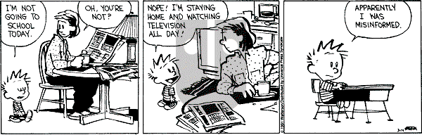 Calvin and Hobbes - Thursday March 14, 1991 Comic Strip