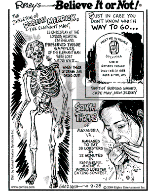 Ripley's Believe It or Not on Tuesday September 28, 2004 Comic Strip