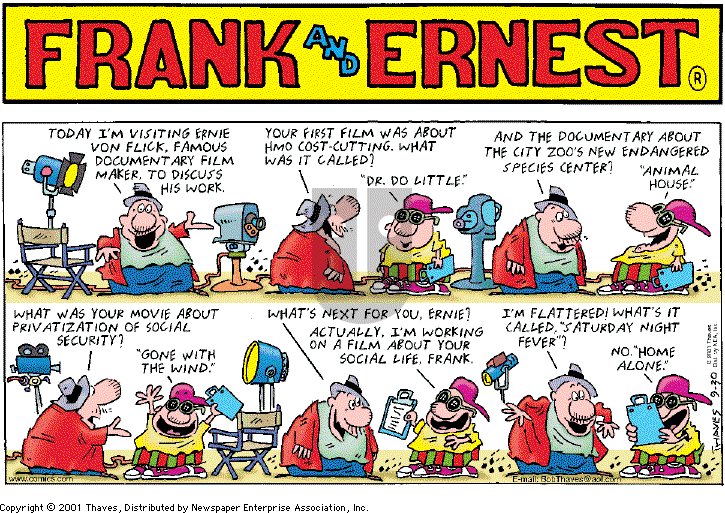 Frank and Ernest on Sunday September 30, 2001 Comic Strip
