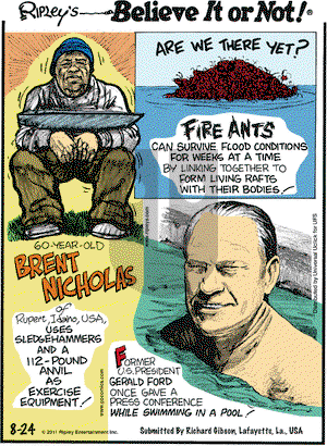Ripley's Believe It or Not on Wednesday August 24, 2011 Comic Strip