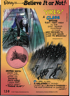 Ripley's Believe It or Not on Saturday December 9, 2017 Comic Strip