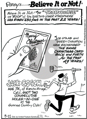 Ripley's Believe It or Not on Tuesday March 11, 2003 Comic Strip