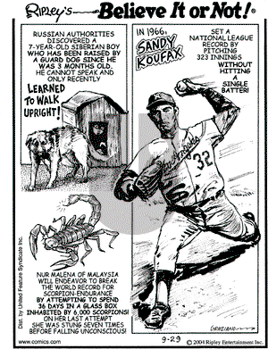 Ripley's Believe It or Not on Wednesday September 29, 2004 Comic Strip