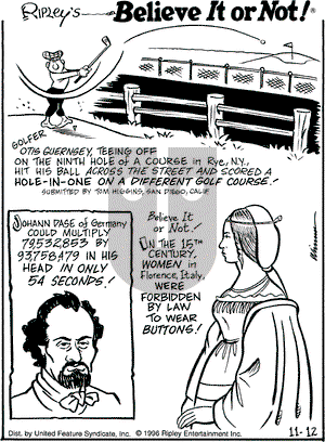 Ripley's Believe It or Not on Tuesday November 12, 1996 Comic Strip