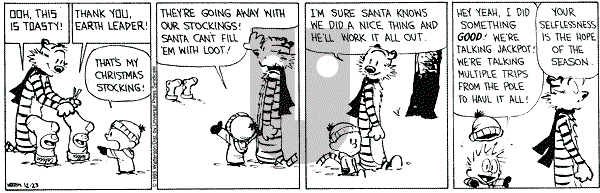 Calvin and Hobbes - Saturday December 23, 1995 Comic Strip
