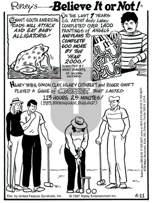 Ripley's Believe It or Not on Friday April 11, 1997 Comic Strip