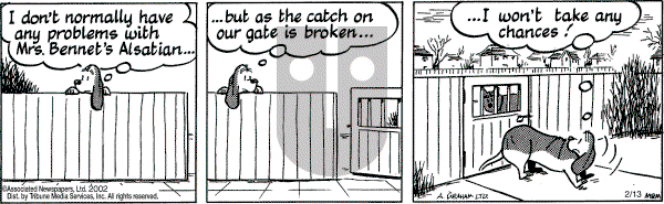 Fred Basset on Wednesday February 13, 2002 Comic Strip