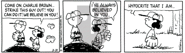 Peanuts on Saturday March 31, 1990 Comic Strip